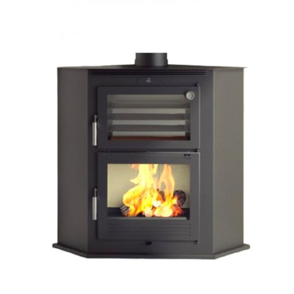 Eckholzofen mit Backofen und gusseiserner Feuerstelle – FIREMATIC Michigan 9,5 kW